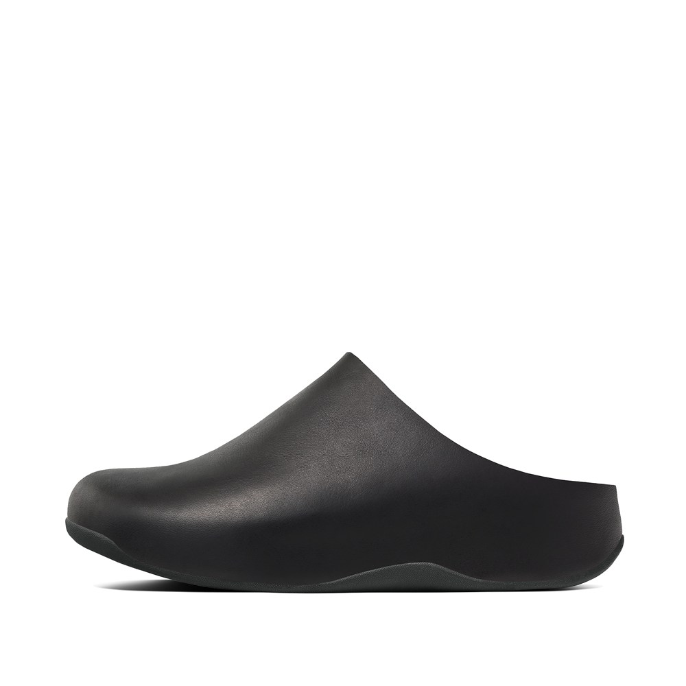 Fitflop Womens Clogs Black - Shuv Leather - 07FGULPIQ